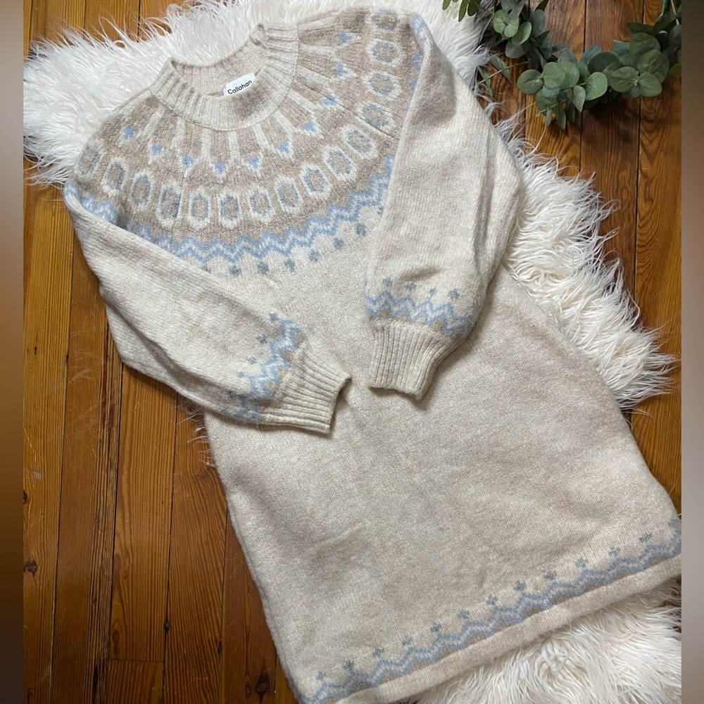 Anthropologie Puff-Sleeved Sweater Mini Dress - Picture 2 of 7